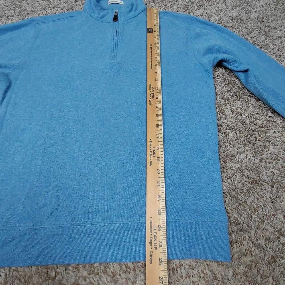 Peter Millar Tri Blend Melange Quarter Zip Sweater Mens Medium Blue Golf Preppy